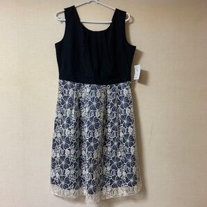 ワンピース ノースリーブ 花柄 レース 膝丈