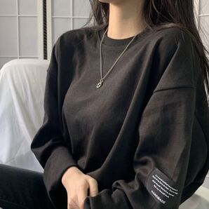 ロンT カットソー トップス ブラックタグ ロンT カットソー トップス 韓国 オルチャン レディース ストリート 長袖カットソー