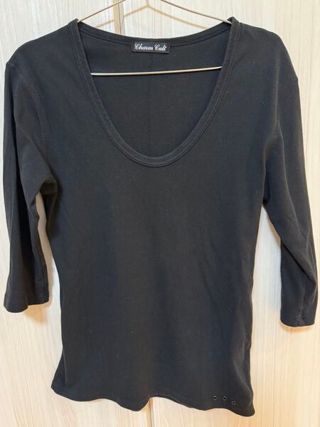 charm cultチャームカルト Tシャツ ロンT カットソー 七分丈 トップス ブラック