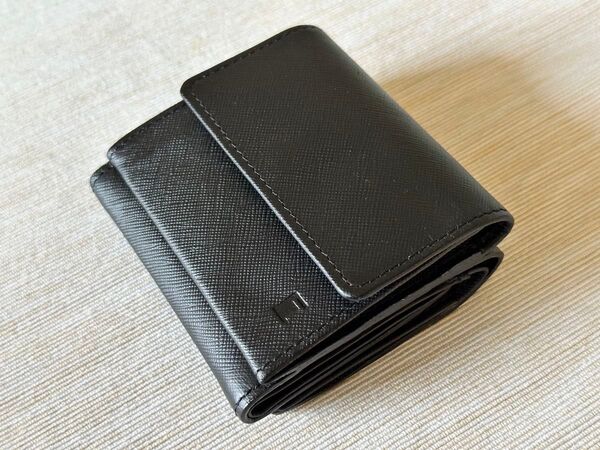 未使用 TRION コンパクトウォレット 三つ折り レザー トライオン 財布 本革 ブラック