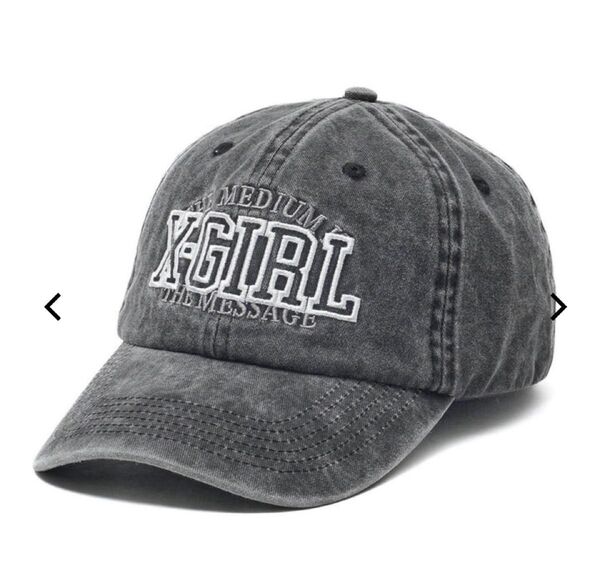 新品 X-girl COLLEGE LOGO PIGMENT 6PANEL CAP エックスガール キャップ チャコール