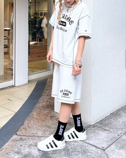 新品 XLARGE Champion REVERSE WEAVE TEE & SHORT PANT セットアップ エクストララージ