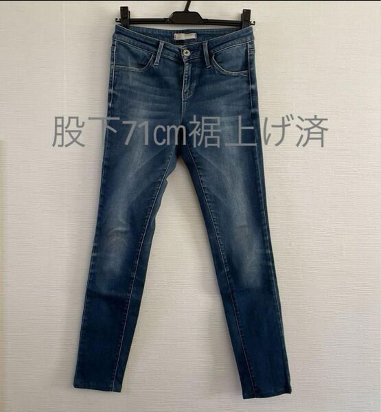 【UNIQLO】 ウィメンズスキニージーンズ ブルー/24inch(61cm)補正済み股下71㎝ ストレッチ デニム 股上浅め