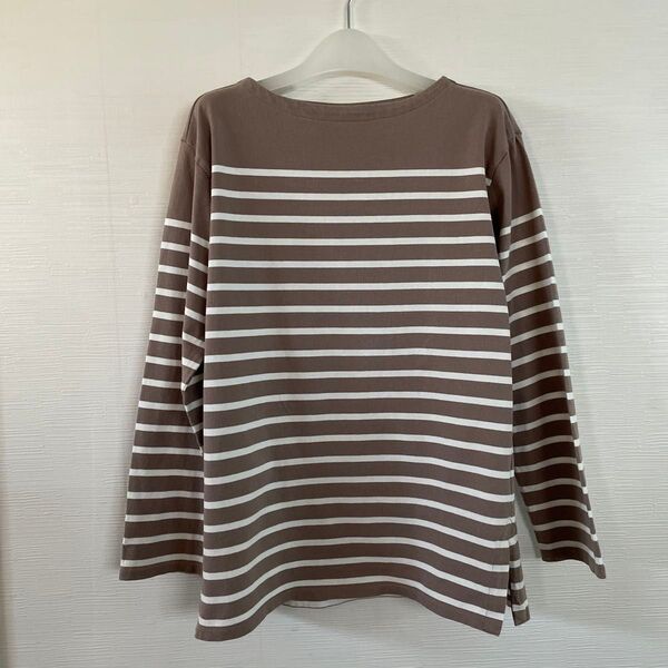 【UNIQLO】 ボーダー ボートネック 長袖 Tシャツ ベージュ/Sサイズ カットソー