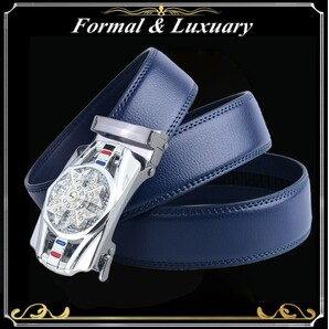 ベルト j45【紺】折りたたみ発送 ネイビー 穴なし 無段階調整ベルト ゴルフベルト 人気 オートロック メンズ 革 ビジネス カジュアル