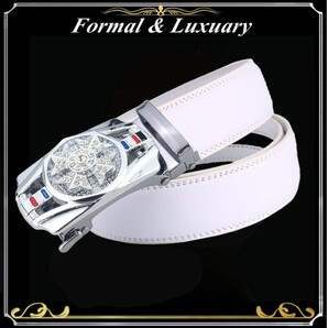 ベルト j45【白】折りたたみ発送 ホワイト 穴なし 無段階調整ベルト ゴルフベルト 人気 オートロック メンズ 革 ビジネス カジュアル