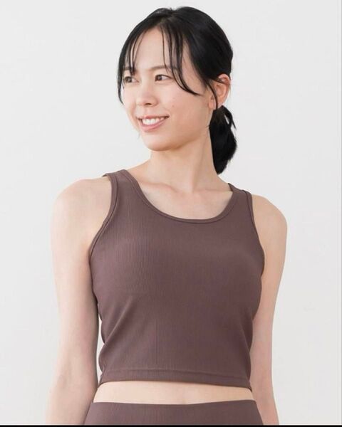 新品未使用【SUKALA 】リブソリッドショートタンクトップ Mサイズ ブラウン スカーラ