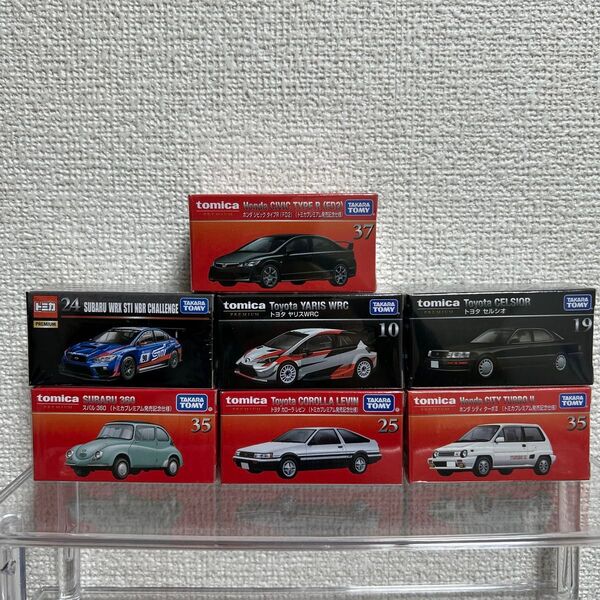 トミカプレミアム 発売記念仕様 廃盤 新品未開封7台セット トヨタ スバル ホンダ シビック レビン AE86 セルシオ WRC