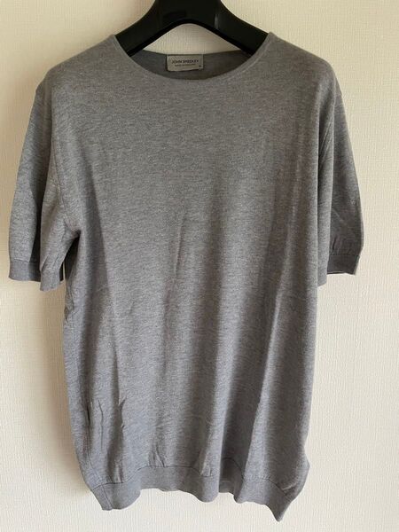 JOHN SMEDLEY ジョン スメドレー ニットT シーアイランドコットン M シルバー