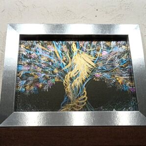 波動アート 風水開運画☆宇宙龍星光樹~上昇龍~虹色 オーロラ インスピレーション 占い ヒーラー スピリチュアル ドラゴン 金龍