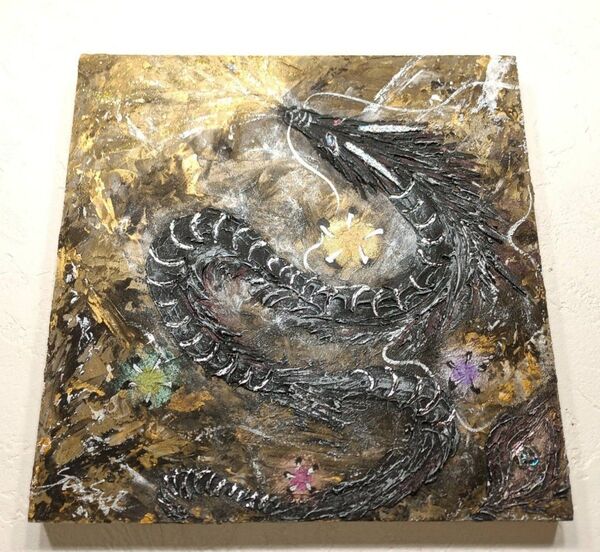 風水開運絵画*限界突破 宇宙銀黒龍 仕事運上昇 現実創造 昇龍 ドラゴンエナジー スピリチュアル 龍神 父の日ギフト 真作 金運