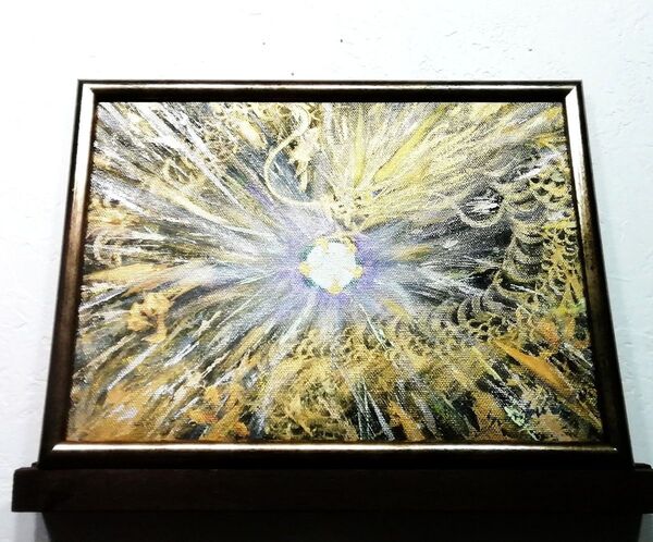 風水開運絵画*金龍帝王光玉乱舞 ドラゴン 金運 出世仕事 自信 才能開花 波動 スピリチュアル sunsui 財運 額付き
