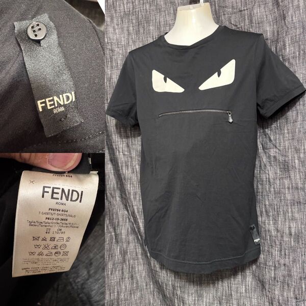 FENDI フェンディ モンスタージップマウス Tシャツ 黒 ブラック