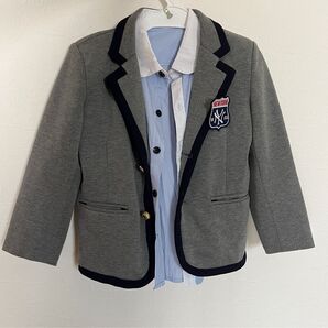女の子フォーマル ジャケット シャツ スカートセット 120cm グレー NYワッペン