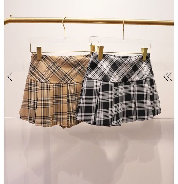 plaid pleats mini skirt(gray) /rougebypomme