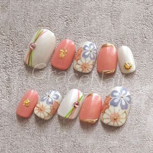 No.952 現品販売!ネイルチップ ショート 成人式卒業式袴着物振袖和柄