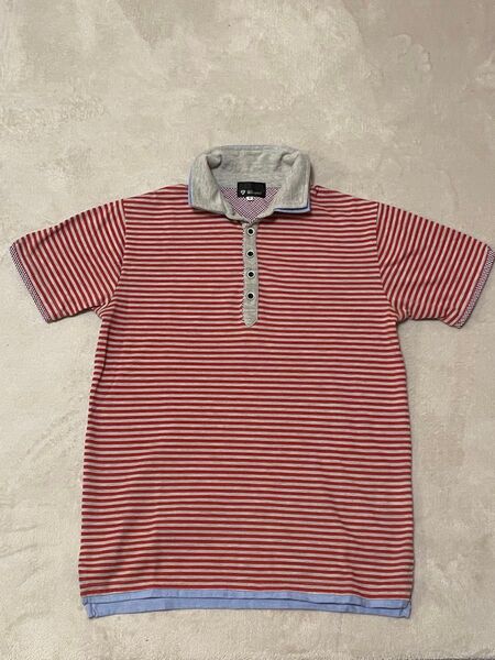 【即購入可】ポロシャツ ボーダー 半袖 Tシャツ Mサイズ 小さめ TK MIXPICE 赤色 美品 オシャレシャツ