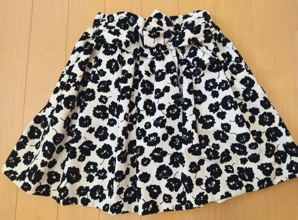 【美品】JILL STUART ベロア花柄スカート S ベージュ×ブラック ジルスチュアート