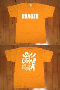 ★美品☆プリントスター【PRINTSTAR】『RANGER★SKY IS THE LIMIT』両面プリント 半袖Tシャツ コットンＴシャツ L　黄　山吹