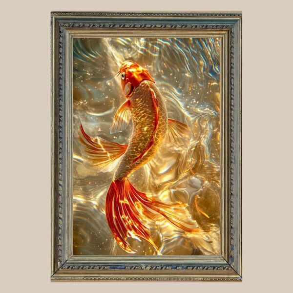 金運を呼ぶ☆ 黄金の鯉 ☆ No.7 【開運風水絵画風ヒーリングアート】