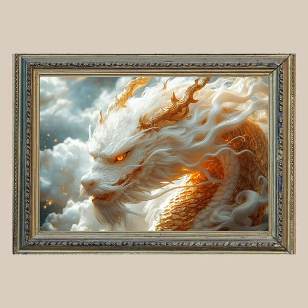 最上級の幸運☆ 白龍 ☆ No.409【開運風水絵画風ヒーリングアート】