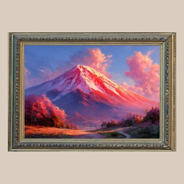 厄除け・商売繁盛☆ 赤富士☆ No.110 【開運風水絵画風ヒーリングアート】