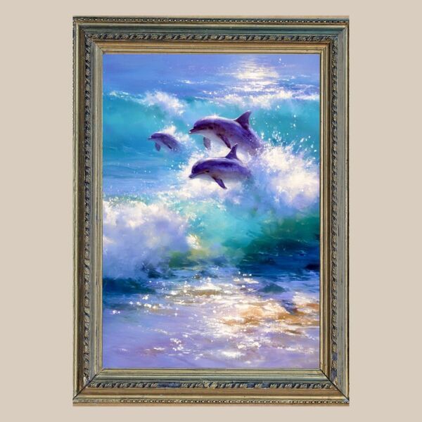 幸福☆ イルカ・ドルフィン ☆ No.14 【開運風水絵画風・ヒーリングアート】