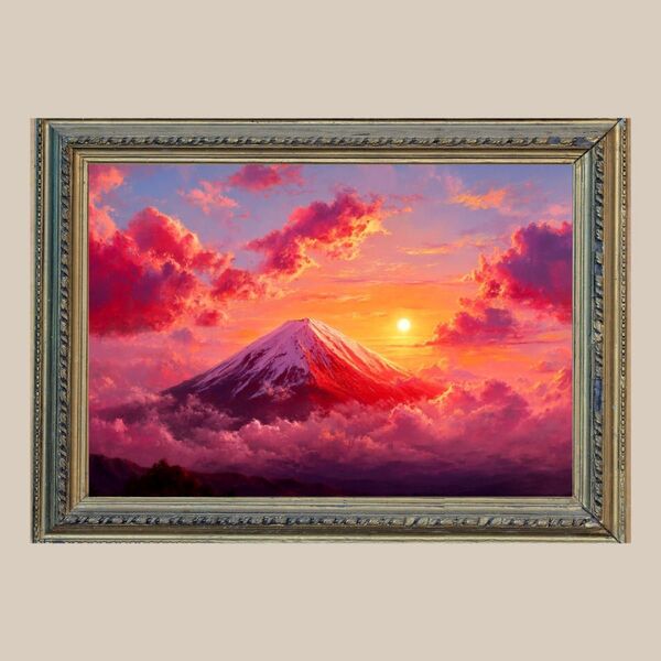 厄除け・商売繁盛☆ 赤富士 ☆ No.111 【開運風水絵画風ヒーリングアート】