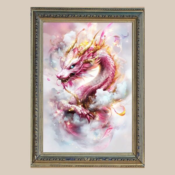縁結び☆桃龍・ピンクドラゴン☆No.37【開運風水絵画風ヒーリングアート】