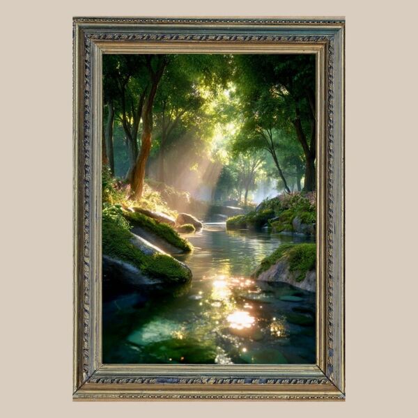 深い癒し☆ 幸運を呼ぶ川 ☆ No.57【開運風水絵画風・ヒーリングアート】