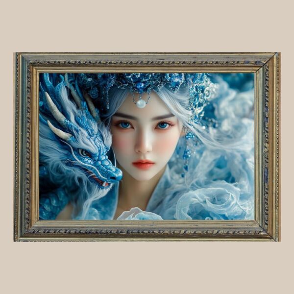 ☆ 青龍と天女 ☆ No.9【開運風水絵画風ヒーリングアート】