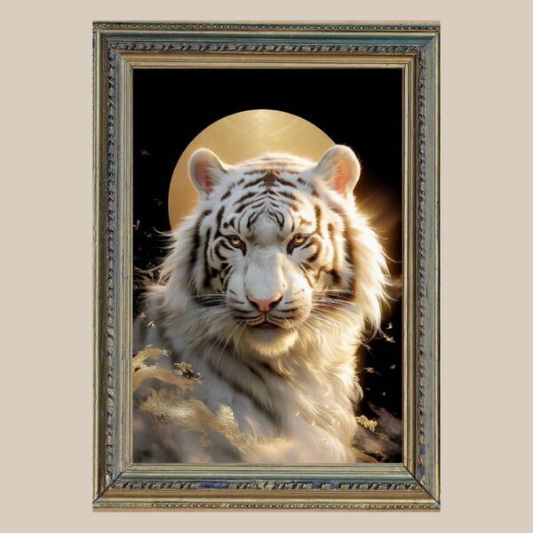 金運アップ ☆ 四神獣・白虎☆ No.60 【開運風水絵画風・ヒーリングアート】