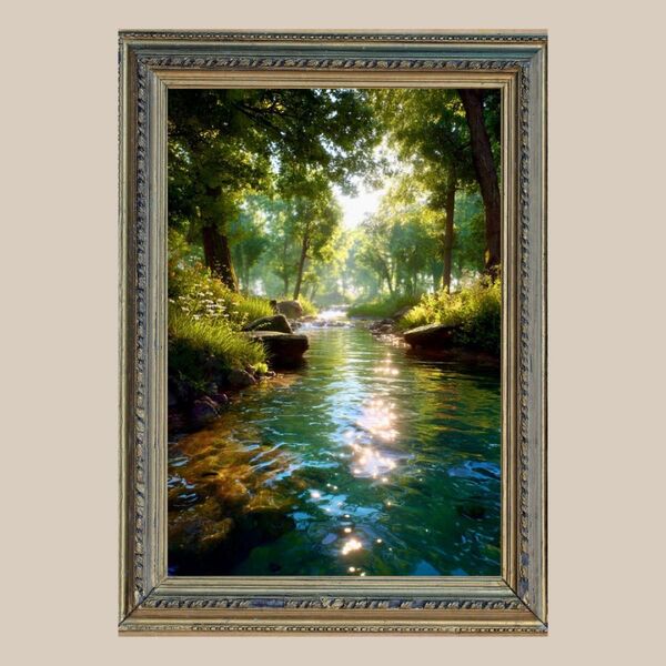 深い癒し☆ 幸運を呼ぶ川 ☆ No.61【開運風水絵画風・ヒーリングアート】
