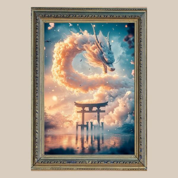 最上級の幸運☆ 白龍 ☆ No.412【開運風水絵画風ヒーリングアート】