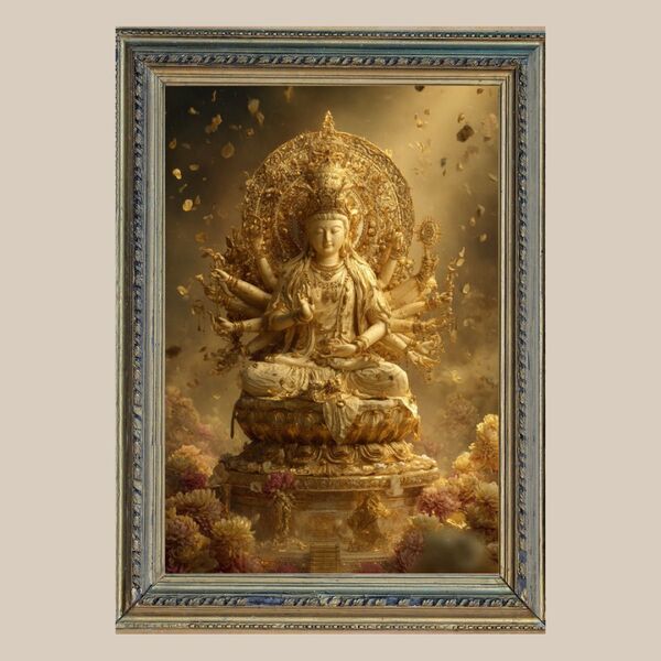 苦難救済☆ 千手観音菩薩 ☆ No.14 【開運風水絵画風ヒーリングアート】