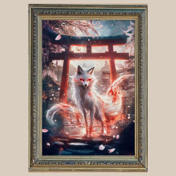 ☆ 神聖なる狐と鳥居 ☆ No.25 【開運風水絵画風・ヒーリングアート】