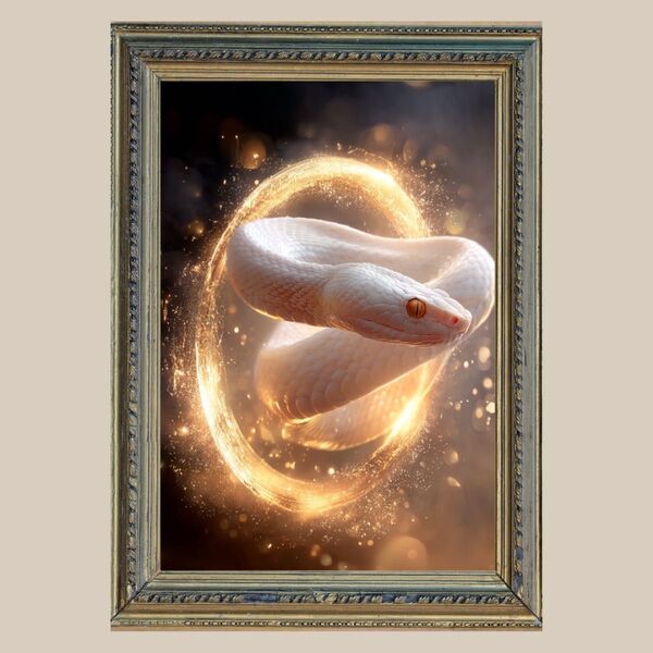 無限の金運☆ 白蛇 ☆ No.61 【開運風水絵画風ヒーリングアート】