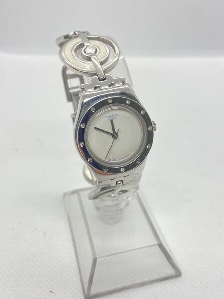 電池交換済 Swatch レディース腕時計 ラインストーン ブレスレットウォッチ/YS237G stainless ag2008