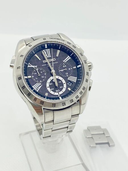 稼動 SEIKO セイコー ブライツ 電波ソーラー クロノグラフ 8B82-0AG0 黒文字盤 デイト