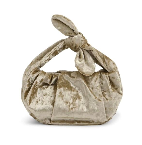 ジーナシスJEANASIS ゴールドベルベットラウンド ムスビBAG 結び目でショルダーやハンドバッグに 和装にも 新品未使用
