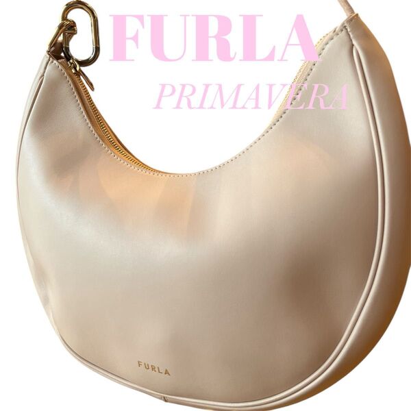 【美品】FURLA フルラ PRIMAVERA ハーフムーン ワンショルダー ピンク プリマヴェーラ