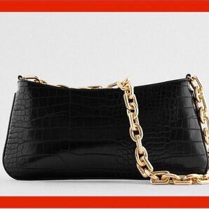 新品 ザラ ZARA チェーン ハンドバッグ 黒 チェーンバッグ