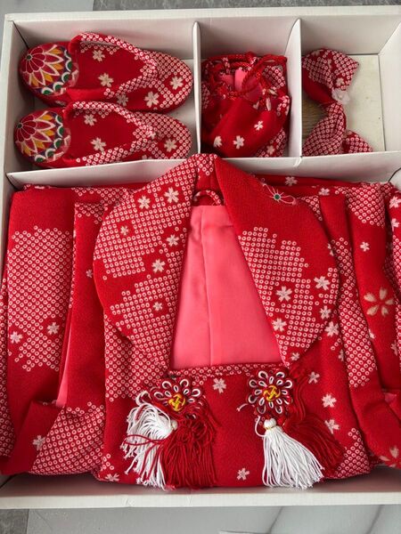 七五三 着物 女の子 3歳 赤色 花柄 セット