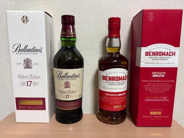 バランタイン17年 トリビュート、ベンロマック アンピーテッド ウイスキー