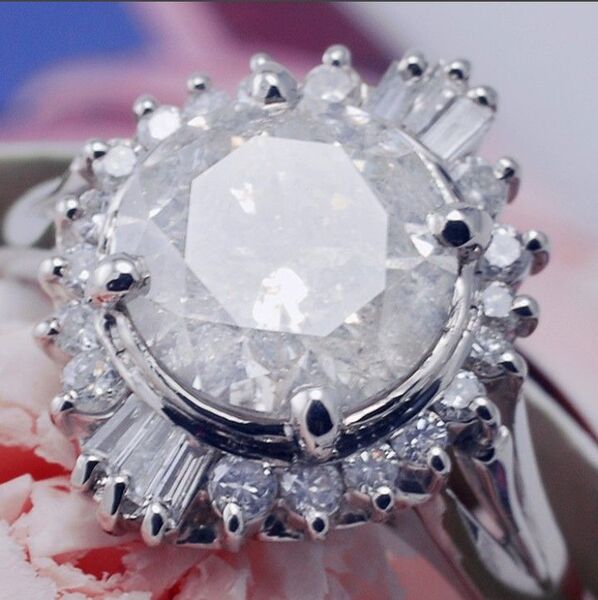 天然ダイヤリング Pt900 中石 ダイヤモンド 2.200ct ダイヤモンドリング 総ct 2.540ct