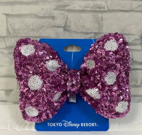 新品 ディズニー ヘアゴム ゴム ミニー ピンク ミニーの日 スパンコール 水玉 リボン ビックリボン ディズニーランド パルパル