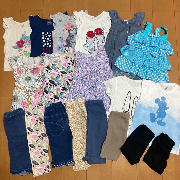 女の子☆夏物まとめ売り Tシャツ チュニック ワンピース レギンス ハーフパンツ 水着