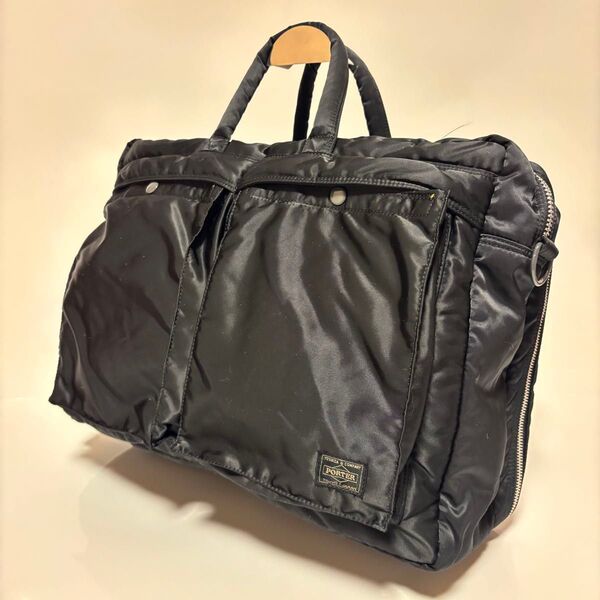 美品 ポーター 大容量 2層式 PORTER/吉田 ハンドバッグ タンカー ブラック