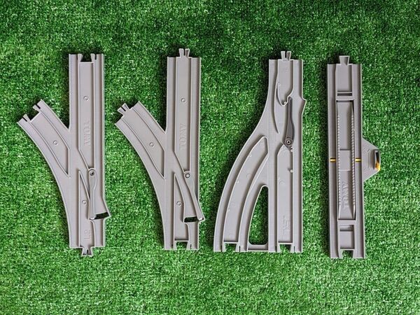プラレール ターンアウト 単線複線ポイント ストップ レール 濃いグレー セット