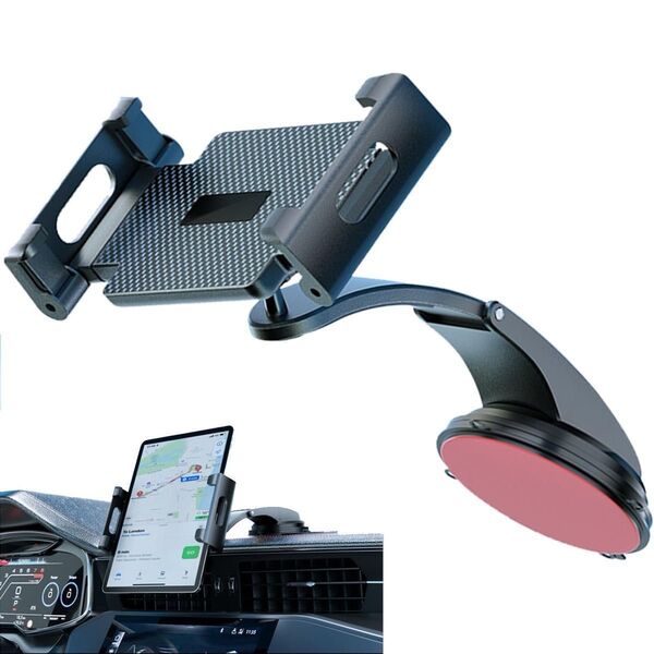 タブレットホルダー 車載 吸盤式 ipad スマホホルダー ダッシュボード 超強力粘着ゲル+真空吸盤 360度回転 取り付け簡単